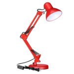 Lampe de bureau rouge bras long pliable avec Socle