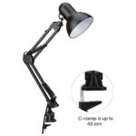 Lampe de bureau noir bras long pliable avec pince – Image 3
