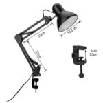Lampe de bureau noir bras long pliable avec pince – Image 2