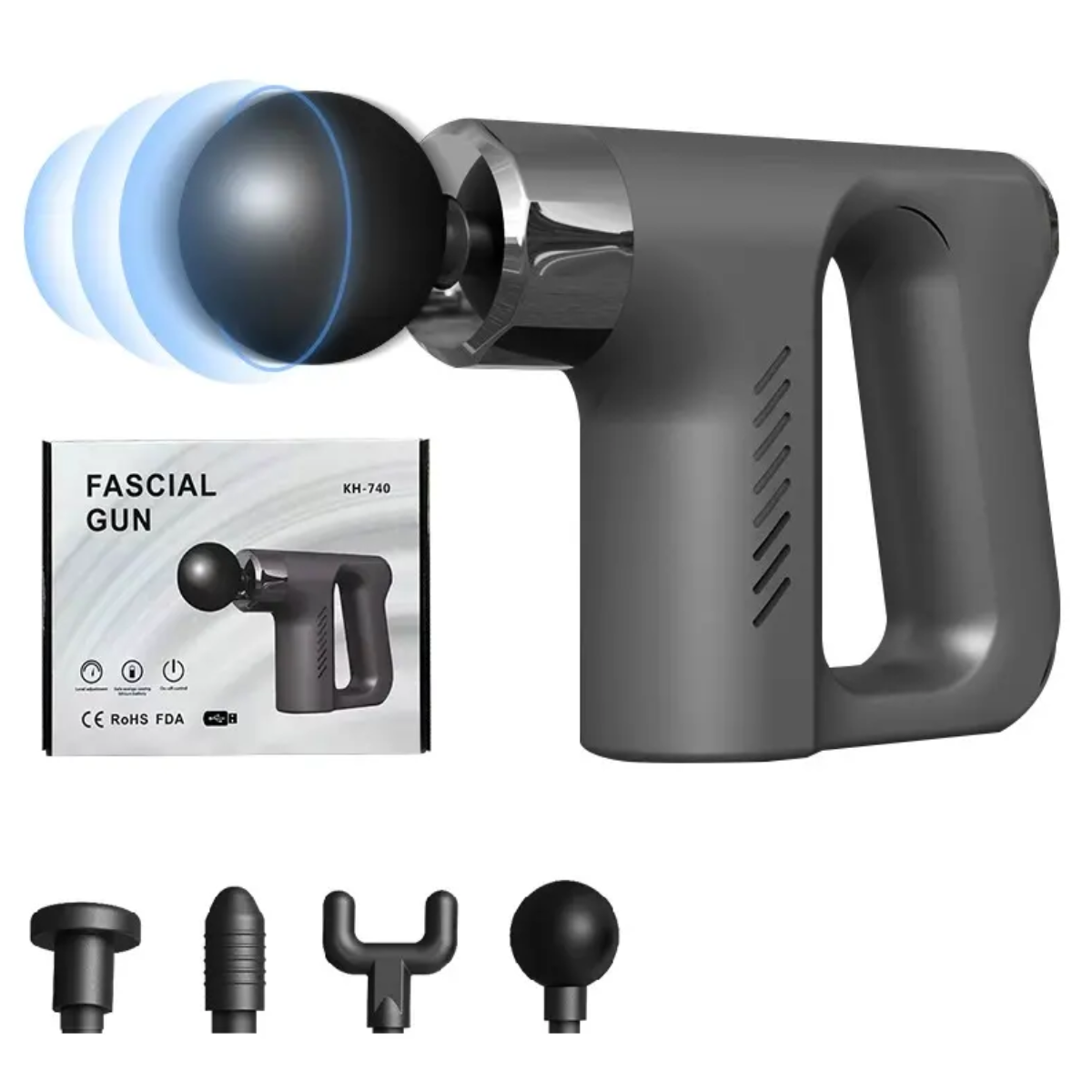 pistolet-massage-5vitesse-relax-promodeal-tunisie2 Pistolet De Massage Musculaire Sans Fil 4 Têtes 5 Vitesses – Image 1