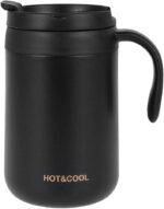 Tasse Thermos à café en acier inoxydable avec couvercle et poignée 500ML – Image 3