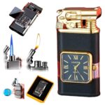 Briquet à double flamme avec horloge -Pistolet