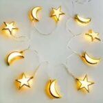 Guirlande lumineuse LED doré motif étoile et lune