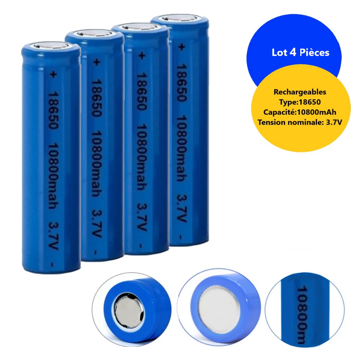 Lot-4 Piles--piles-rechargeables-3-7v-18650-10800mah-Tunisie-promodeal-qté4 Lot de 4 Piles rechargeables 3.7 V-18650 10800mAh – Image 1
