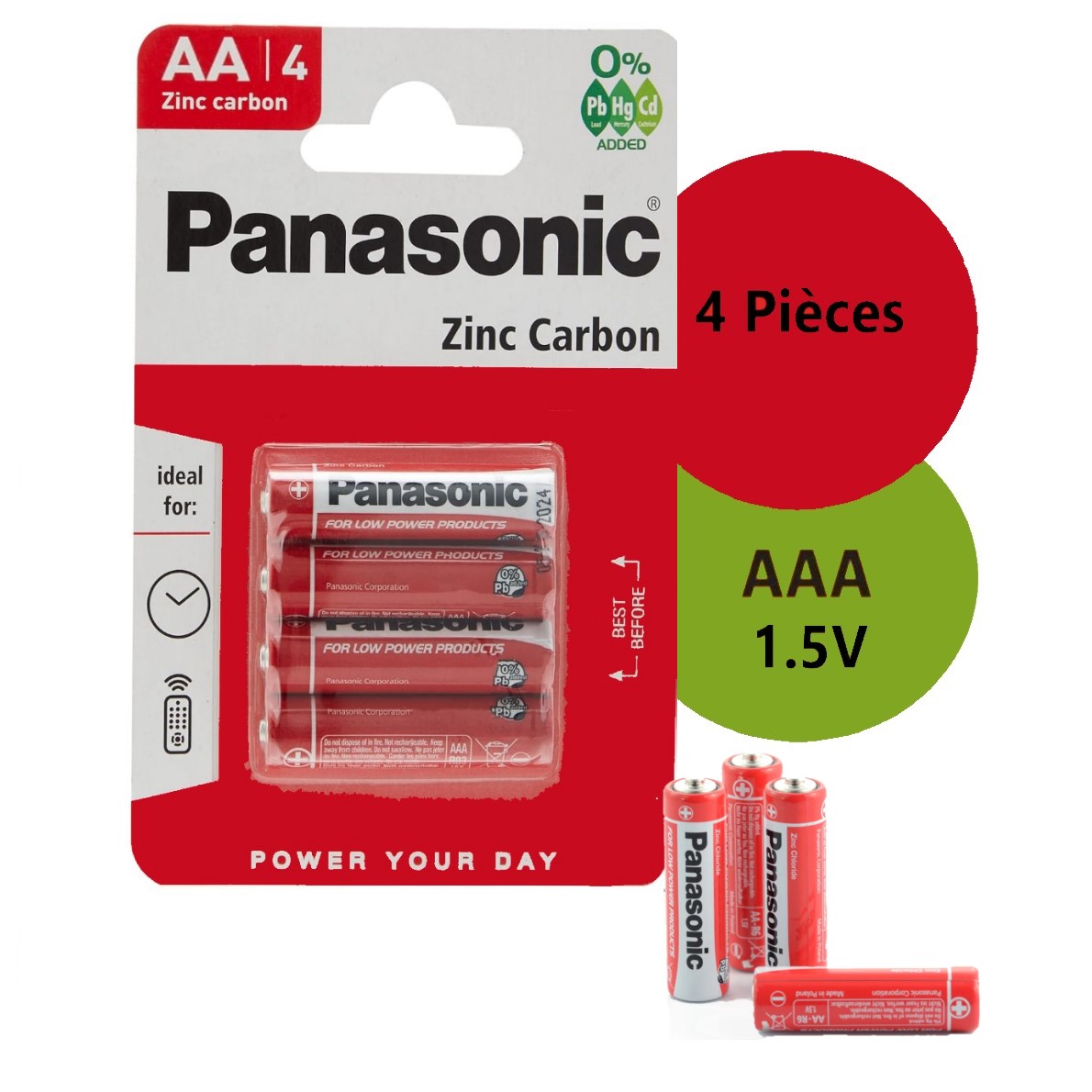 Panasonic-Pile-AA-1.5V-Zinc-Lot-4 Piles-Tunisie-promodeal- Lot 4 Piles AA, R6, 1,5 V Panasonic – Image 1