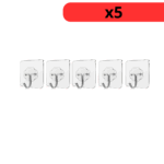 Lot de 5 Crochets Muraux Auto-Adhésifs Transparents