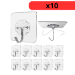 Lot de 10 Crochets Muraux Auto-Adhésifs Transparents