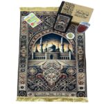 Coffret cadeau tapis prière Coran recouvert de velours  modèle 11