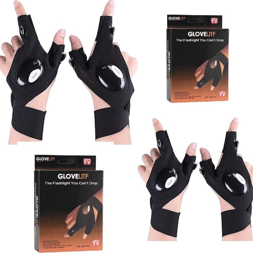 gant-led-lumière-mains-libre-exterieur-camping-cyclisme-course-elastique-promodeal-tunisie Gants de pêche de nuit à LED multifonctions, lampe de poche – Image 1