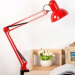 Lampe de bureau rouge bras long pliable avec pince