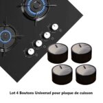 Lot de 4 Boutons Universels pour Cuisinière à Gaz- noir silver