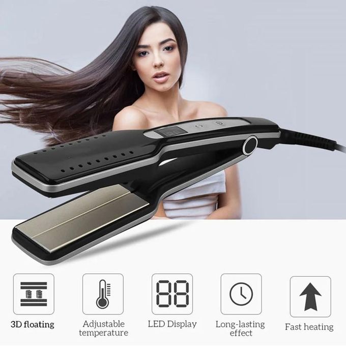 PLAQUE-lisseur-brosse-cheuveux-soin-femme-tunisie-promodeal Lisseur plaques céramique à cheveux professionnel 2 En 1 – Image 1