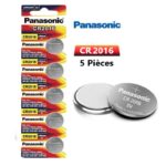 Lot de 5 piles au lithium 3 V Panasonic CR2016