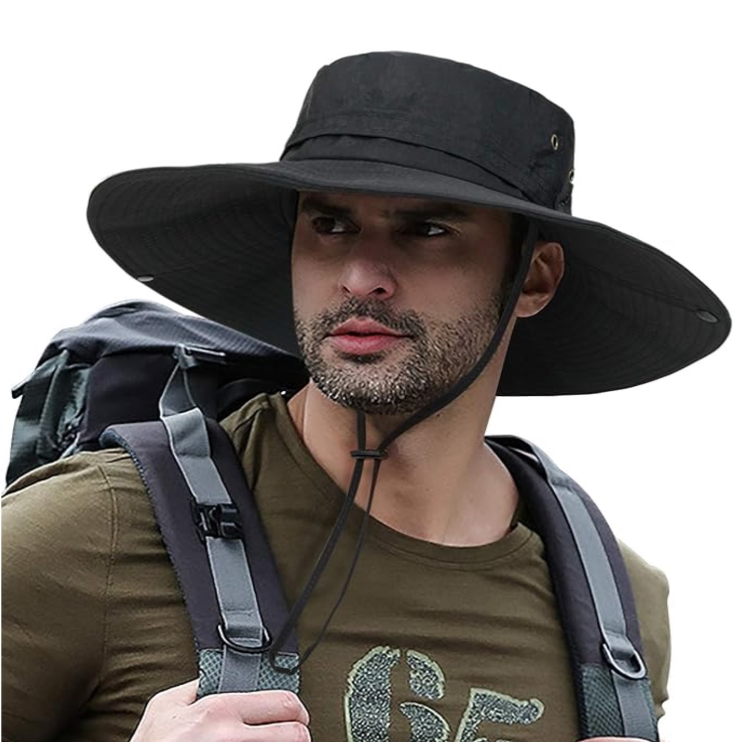 Chapeaux-pêche-tactiques-femme-hommes -Chapeaux-camouflage-maille-noir-promodeal-tunisie Chapeau de randonnée pêcheur GM – Image 1