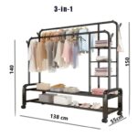 Cintre acier double grand modèle avec étagères – Image 2