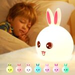 Veilleuse modèle Lapin pour BéBé Rechargeable LED en Silicone – Multicolore