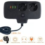 Rallonge Multiprise avec 3USB, 2 Prises,1 type C
