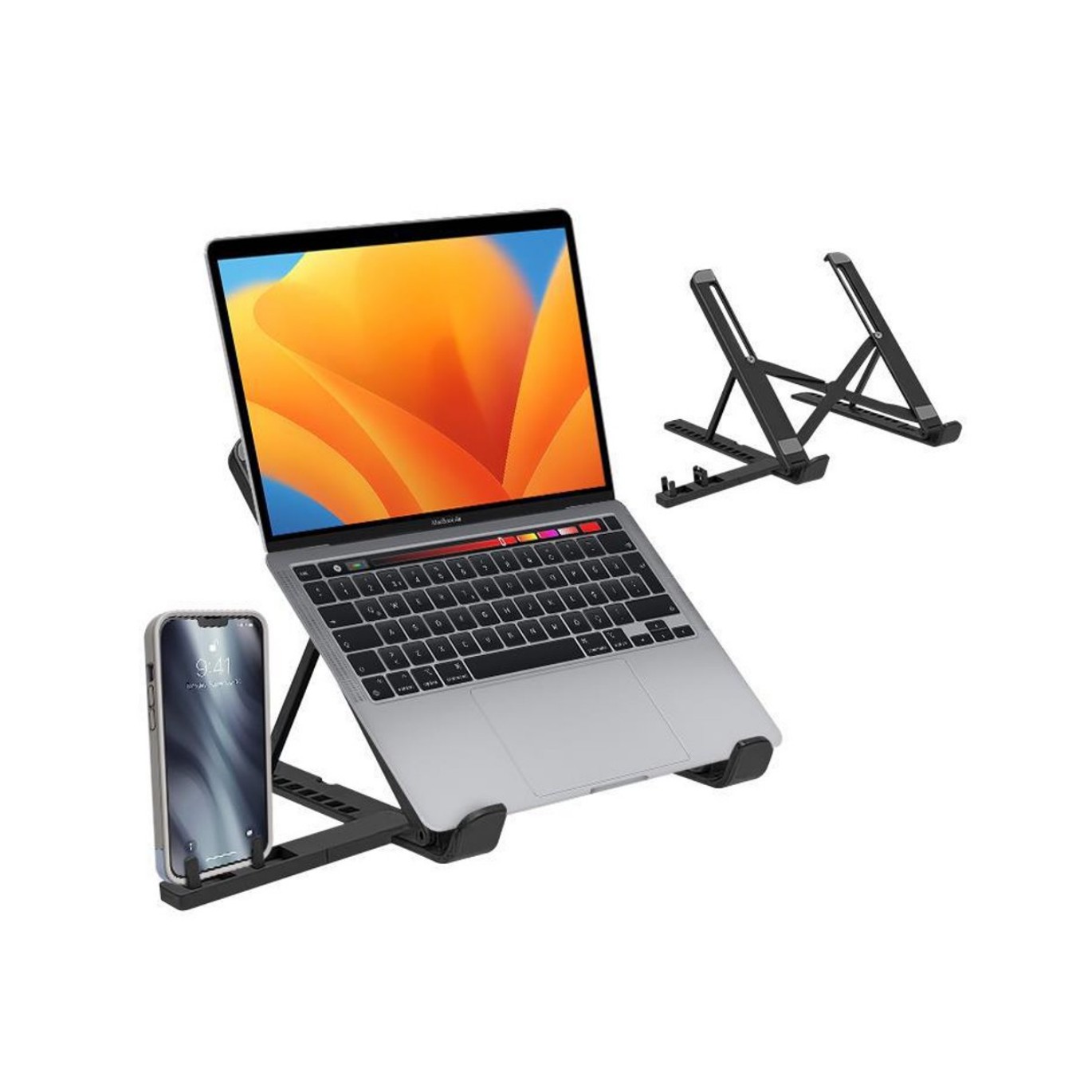 support-téléphone-2en1-smartphone-portable-ordinateur-promodeal-tunisie-4 Support pliable pour ordinateur portable-tablette-smartphone – Image 1